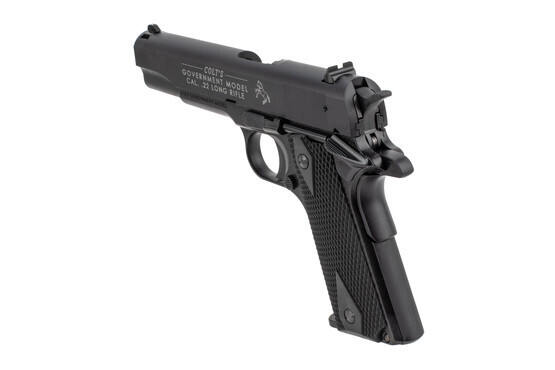 Walther Colt 1911 A1 Government Tribute 22LR Pistol features a spurred hammer